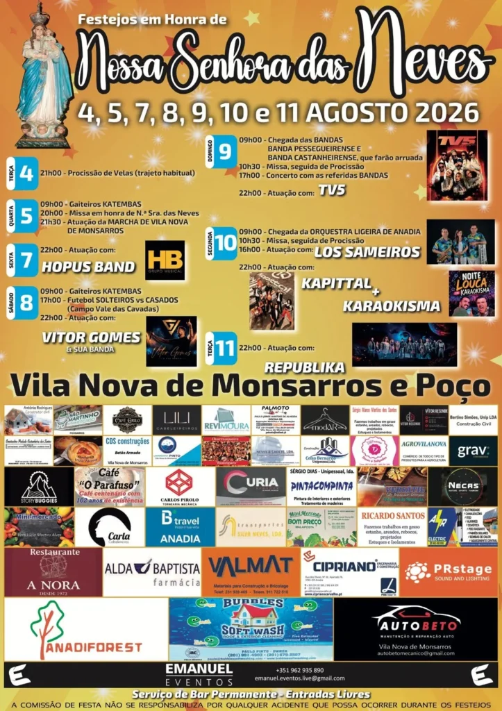 Festas de Vila Nova de Monsarros (Senhora das Neves) 2026