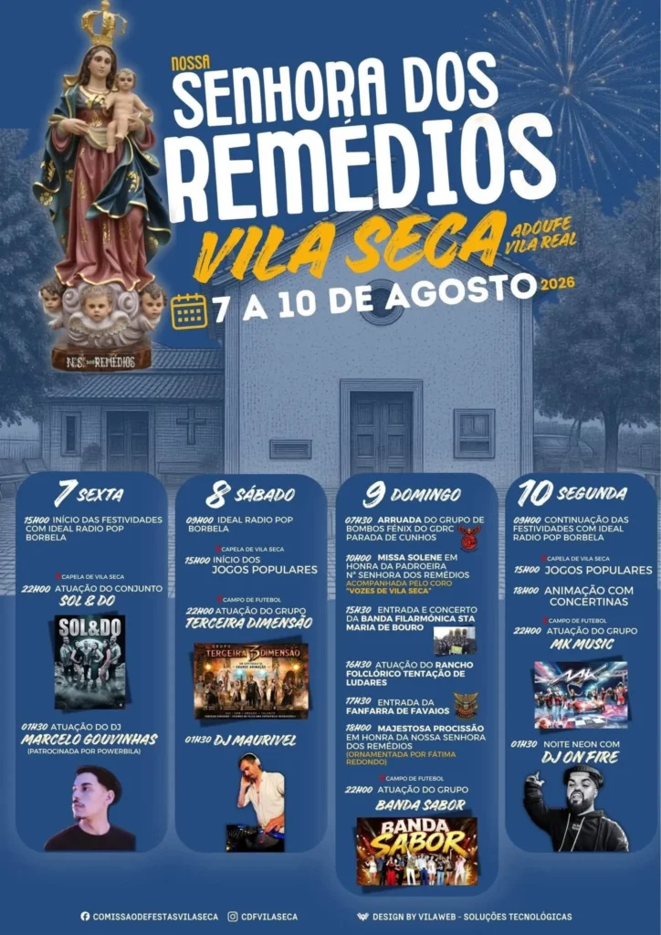 Festas de Vila Seca, Vila Real (Senhora dos Remédios) 2026