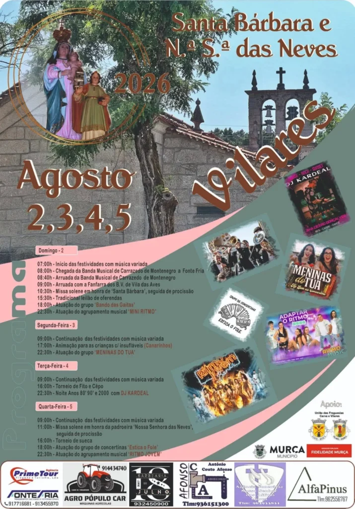 Festas de Vilares, Murça (Santa Bárbara) 2026