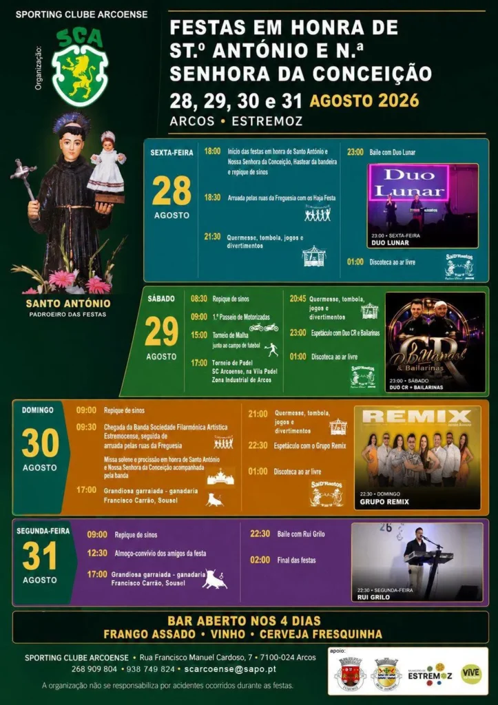 Festas de Arcos, Estremoz (Santo António) 2026
