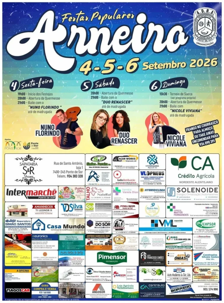 Festas Populares do Arneiro, Ponte de Sor 2026