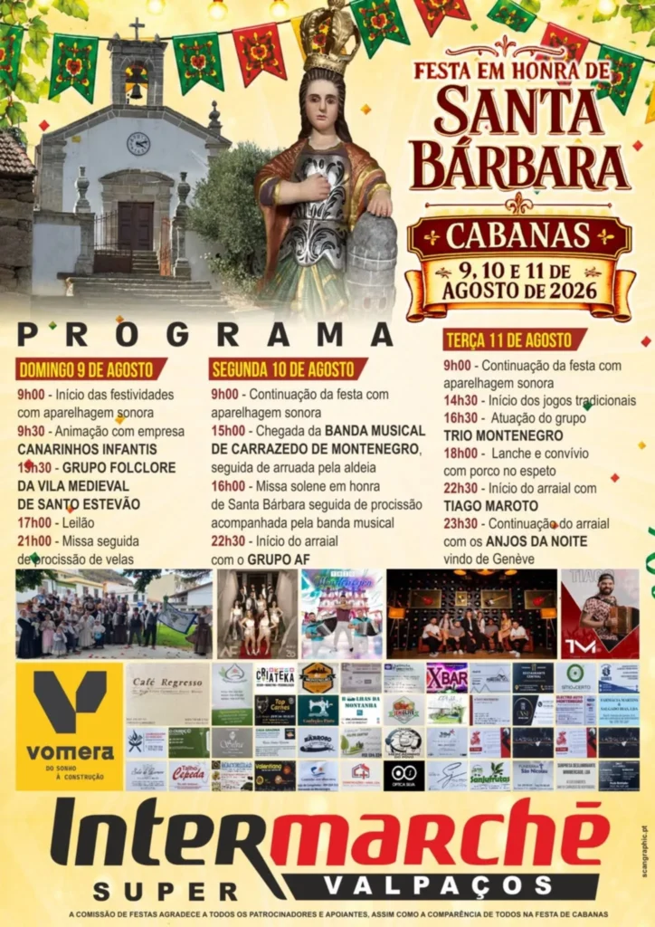 Festas de Cabanas, Valpaços (Santa Bárbara) 2026