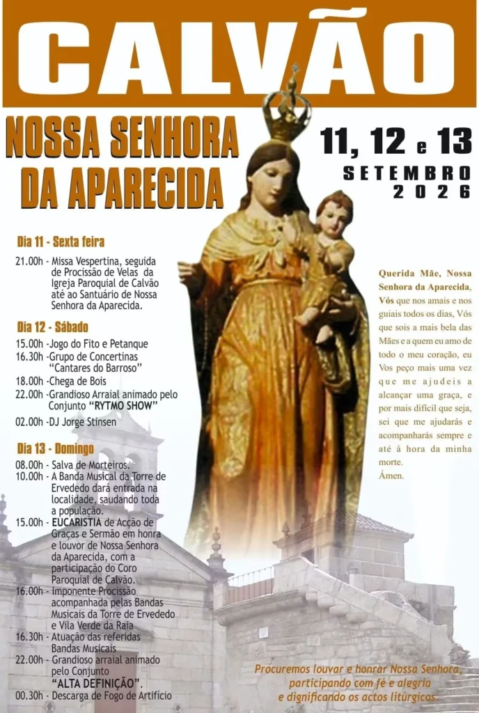 Festas de Calvão, Chaves (Senhora da Aparecida) 2026