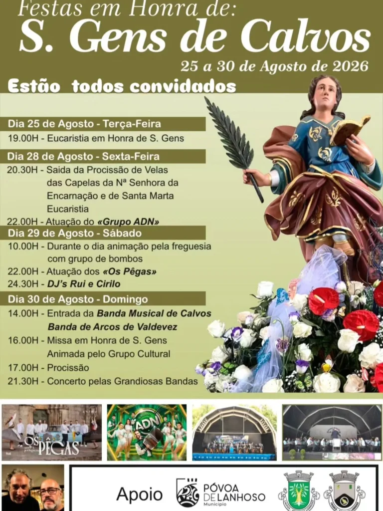 Festas de Calvos, Póvoa de Lanhoso (São Gens) 2026