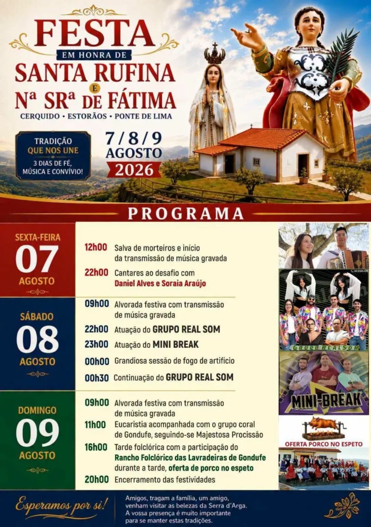 Festas de Cerquido, Ponte de Lima (Santa Rufina) 2026