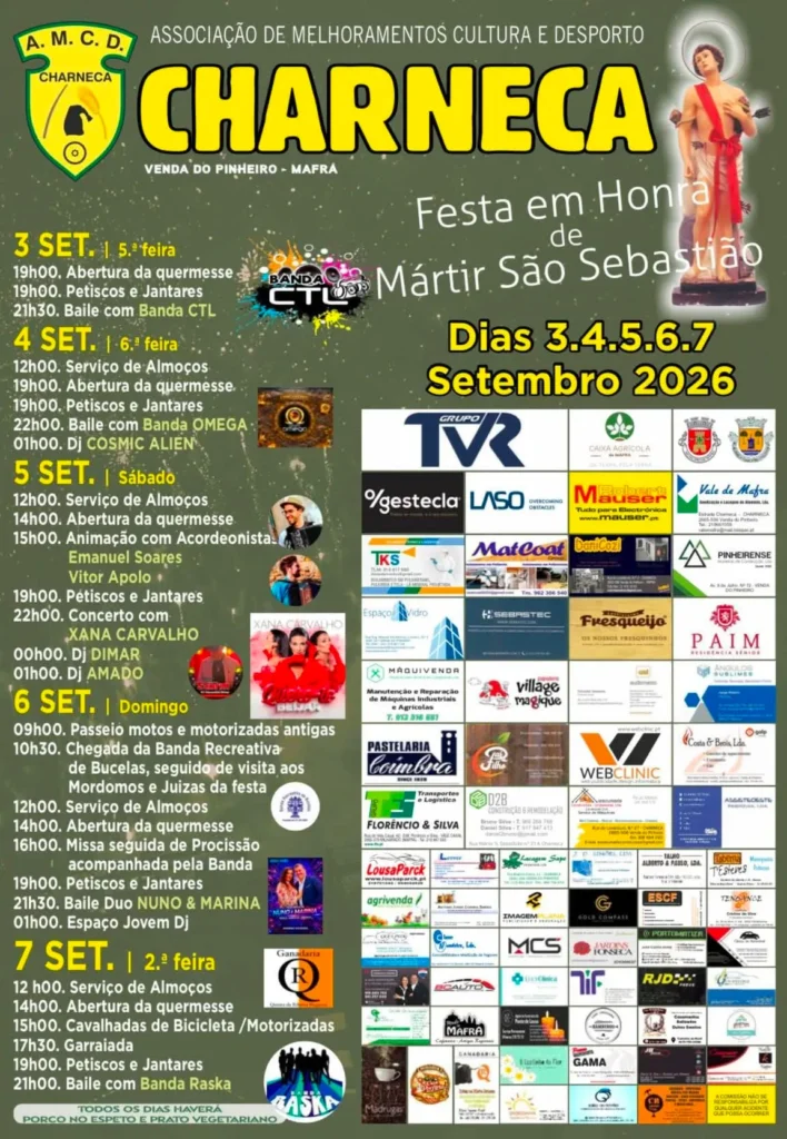 Festas de Charneca, Venda do Pinheiro (São Sebastião) 2026