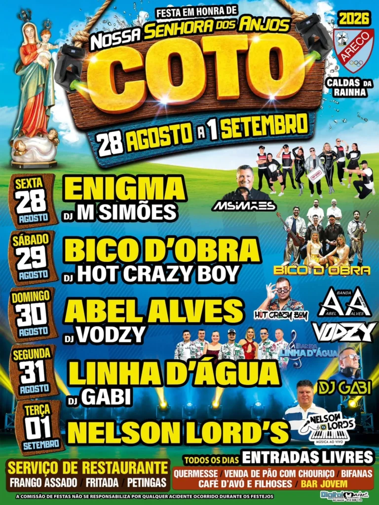 Festas de Coto, Caldas da Rainha (Senhora dos Anjos) 2026
