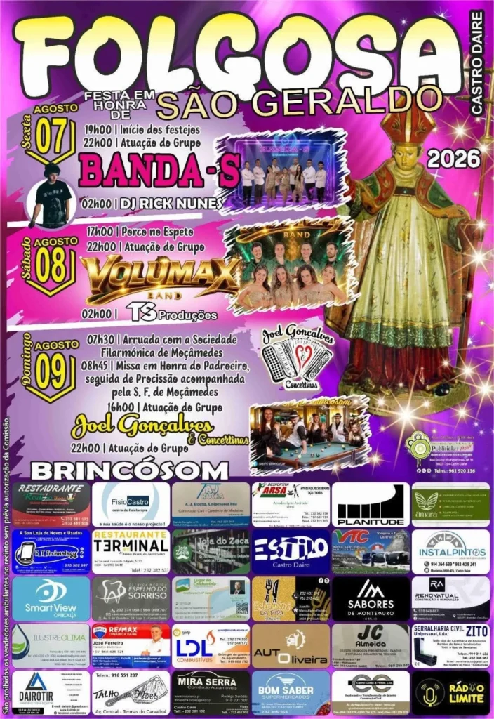 Festas de Folgosa, Castro Daire (São Geraldo) 2026