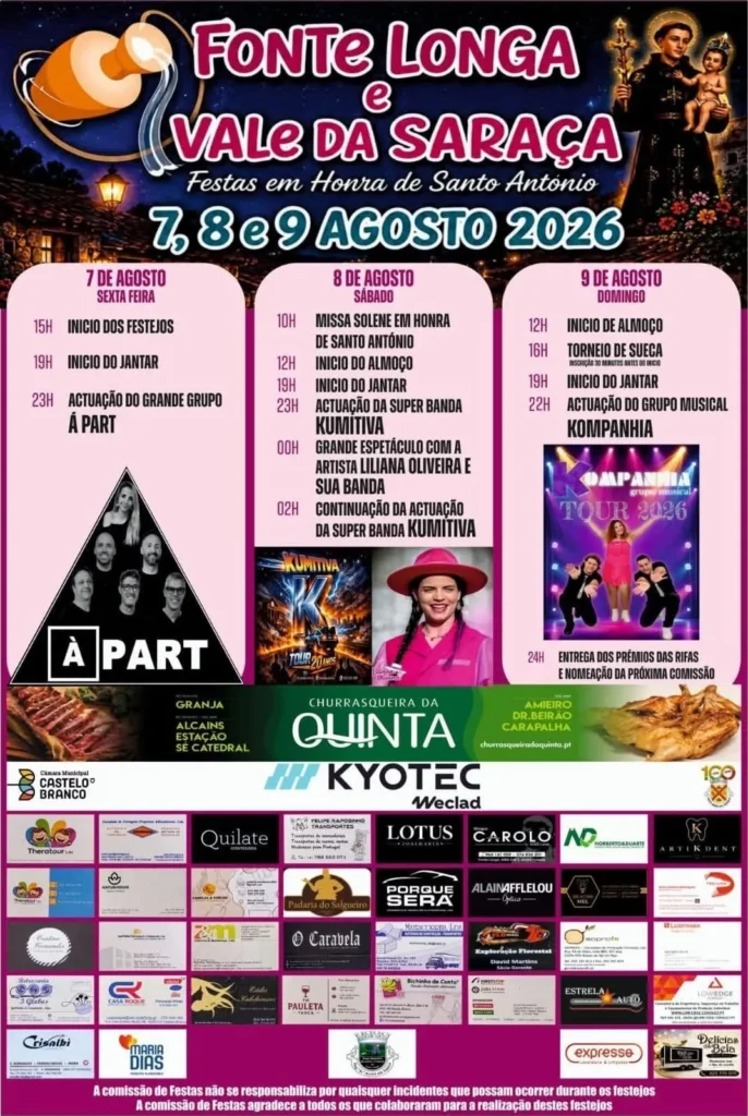 Festas de Fonte Longa, Castelo Branco (Santo António) 2026