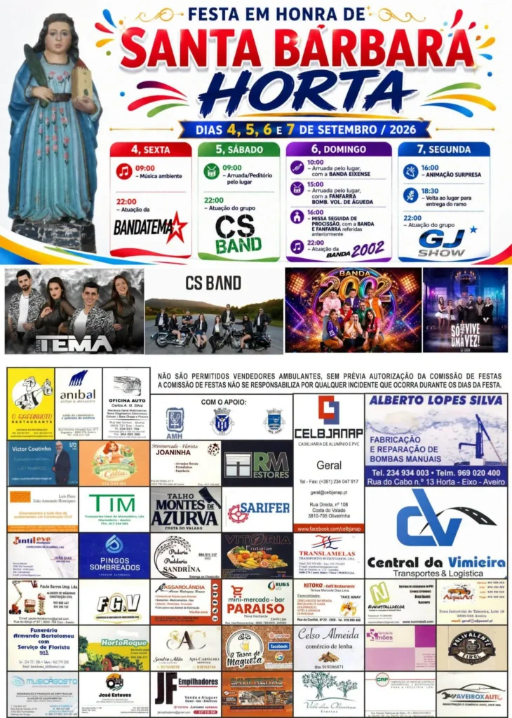 Festas da Horta, Aveiro (Santa Bárbara) 2026