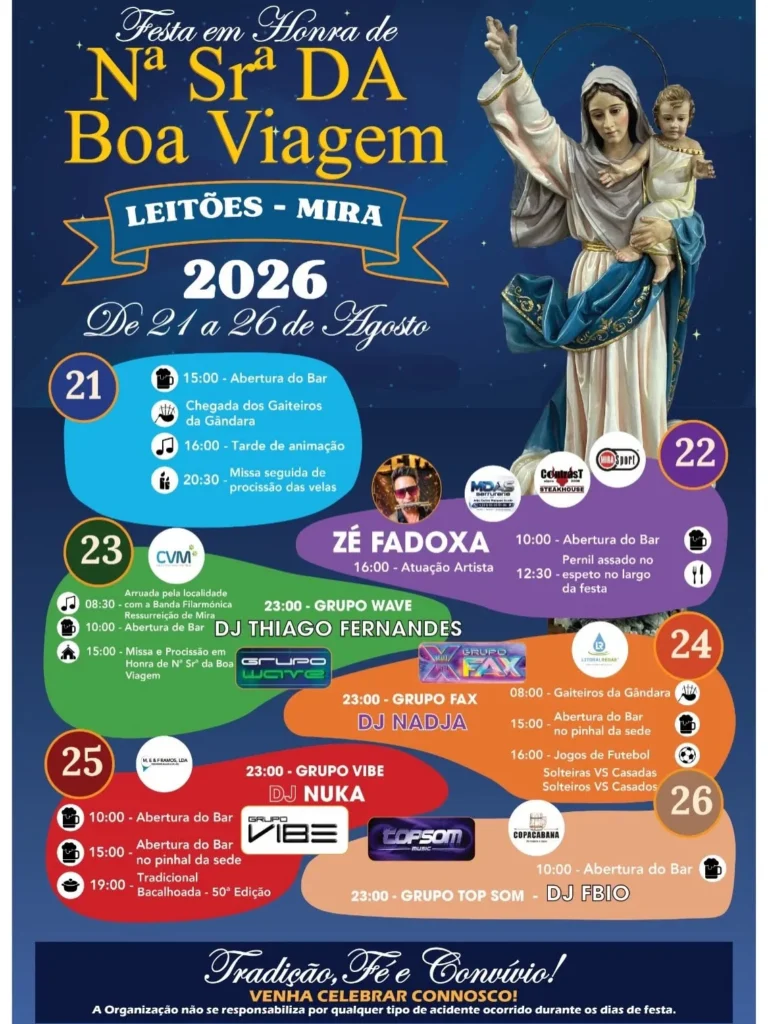 Festas de Leitões, Mira (Senhora da Boa Viagem) 2026