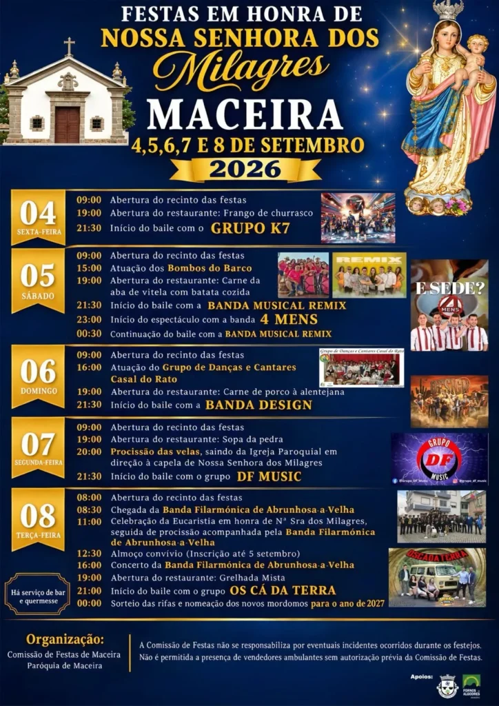 Festas de Maceira, Fornos de Algodres (Senhora dos Milagres) 2026
