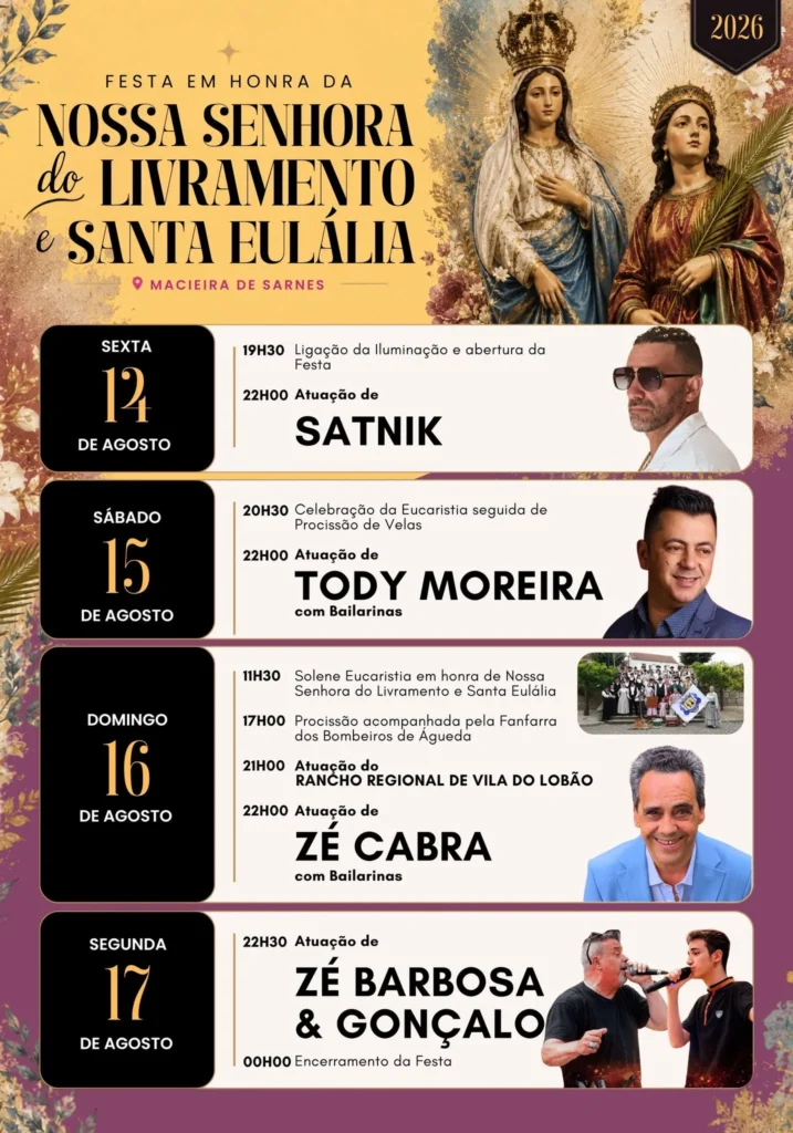 Festas de Macieira de Sarnes (Senhora do Livramento) 2026