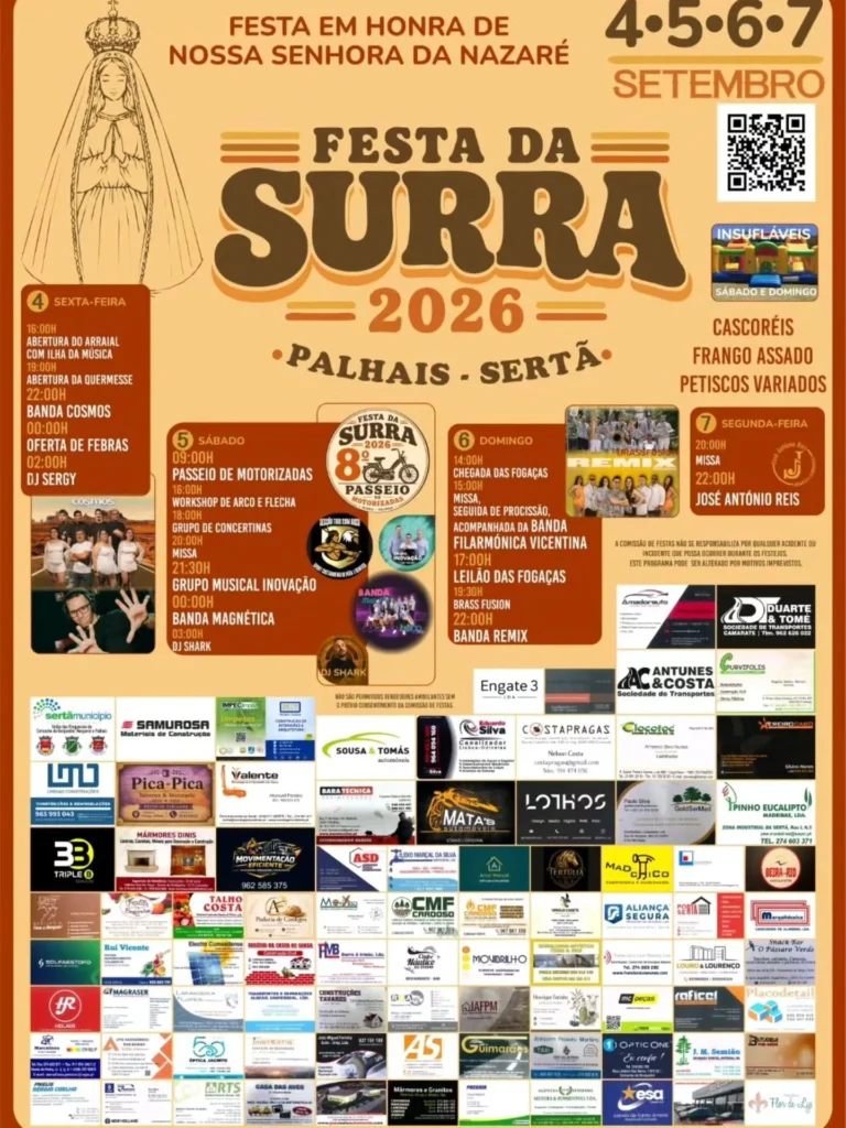 Festas de Palhais, Sertã (Senhora da Nazaré) 2026