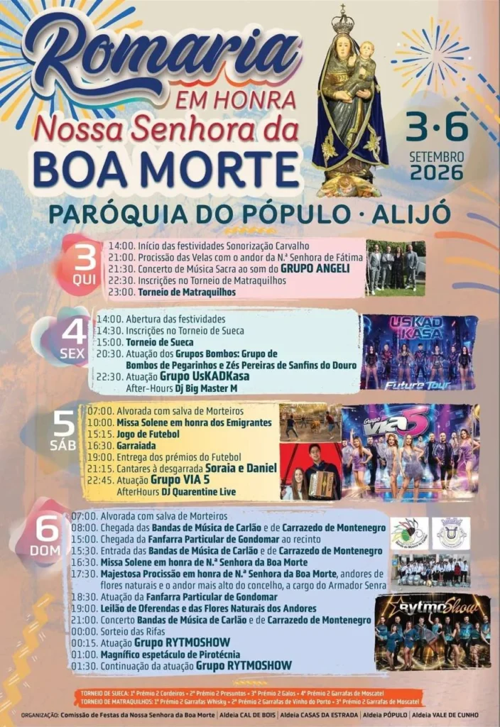 Festas do Pópulo, Alijó (Senhora da Boa Morte) 2026