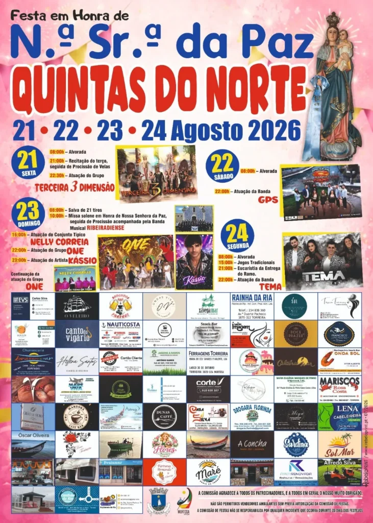 Festas das Quintas do Norte, Murtosa (Senhora da Paz) 2026