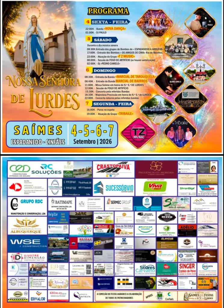Festas de Saímes, Cinfães (Senhora de Lurdes) 2026