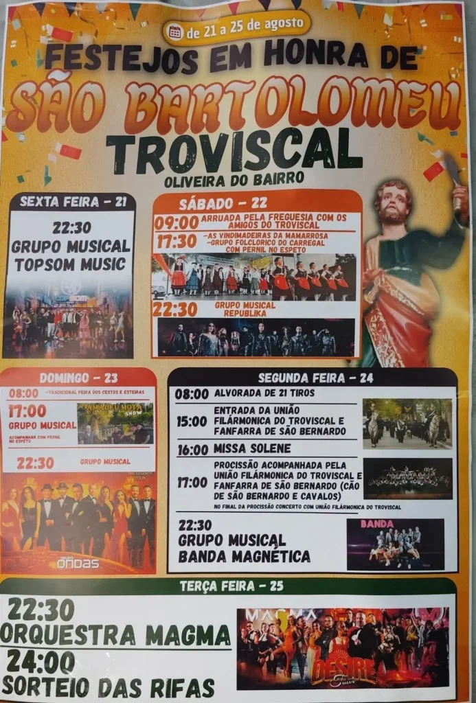 Festas de Troviscal, Oliveira do Bairro (São Bartolomeu) 2026