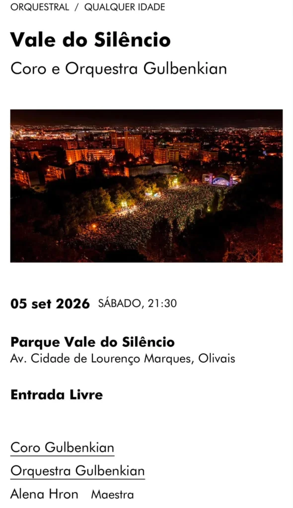 Orquestra Gulbenkian no Vale do Silêncio 2026 em Lisboa