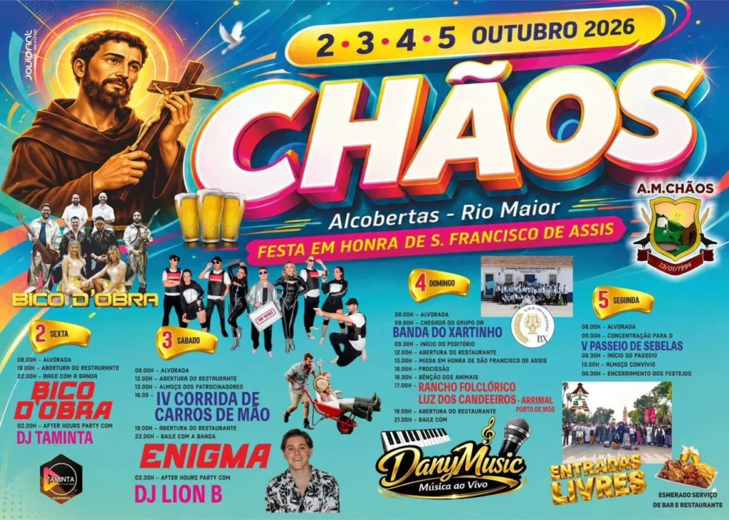 Festas de Chãos, Alcobertas (São Francisco de Assis) 2026