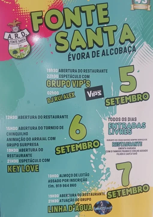 Festas de Fonte Santa, Évora de Alcobaça 2026