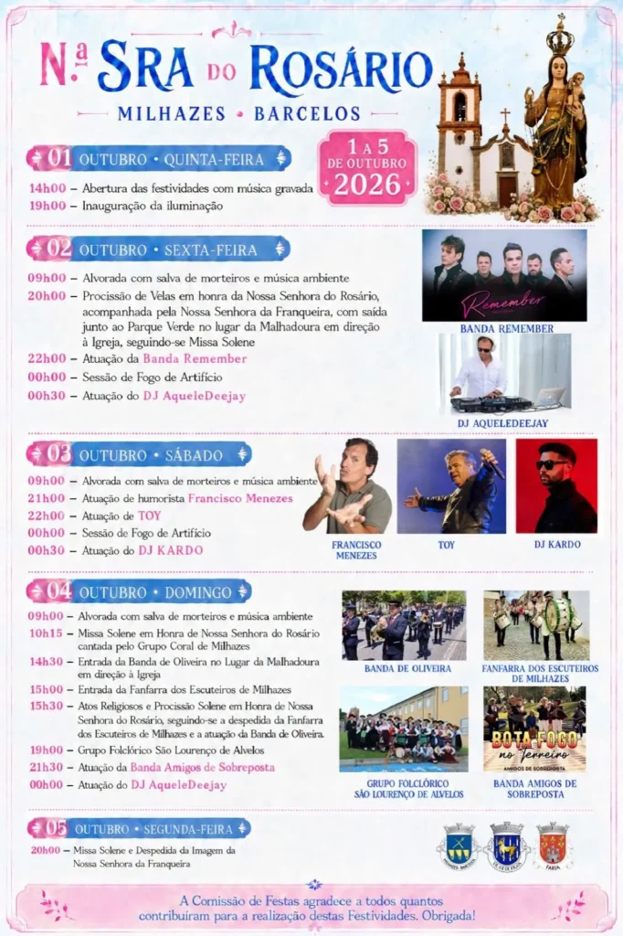 Festas de Milhazes, Barcelos (Senhora do Rosário) 2026