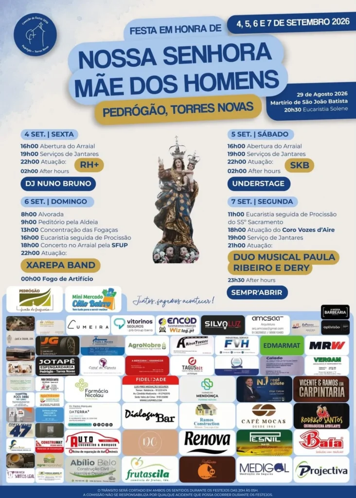 Festas de Pedrógão, Torres Novas (Senhora Mãe dos Homens) 2026
