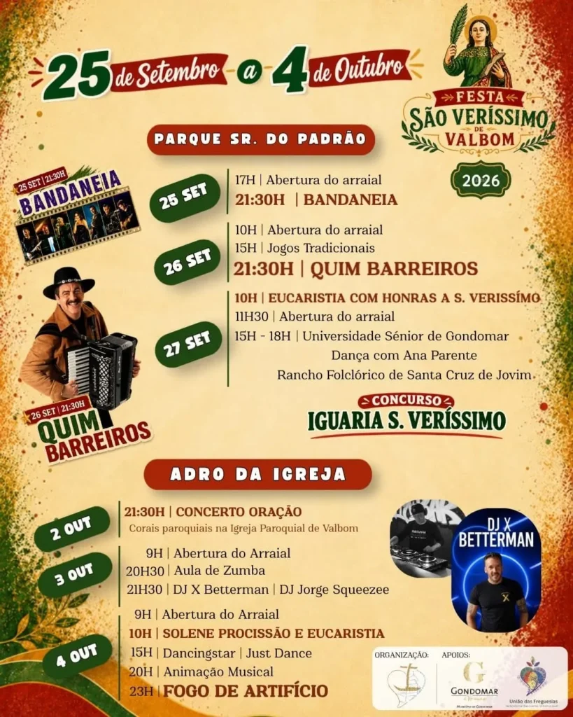 Festas de Valbom, Gondomar (São Veríssimo) 2026