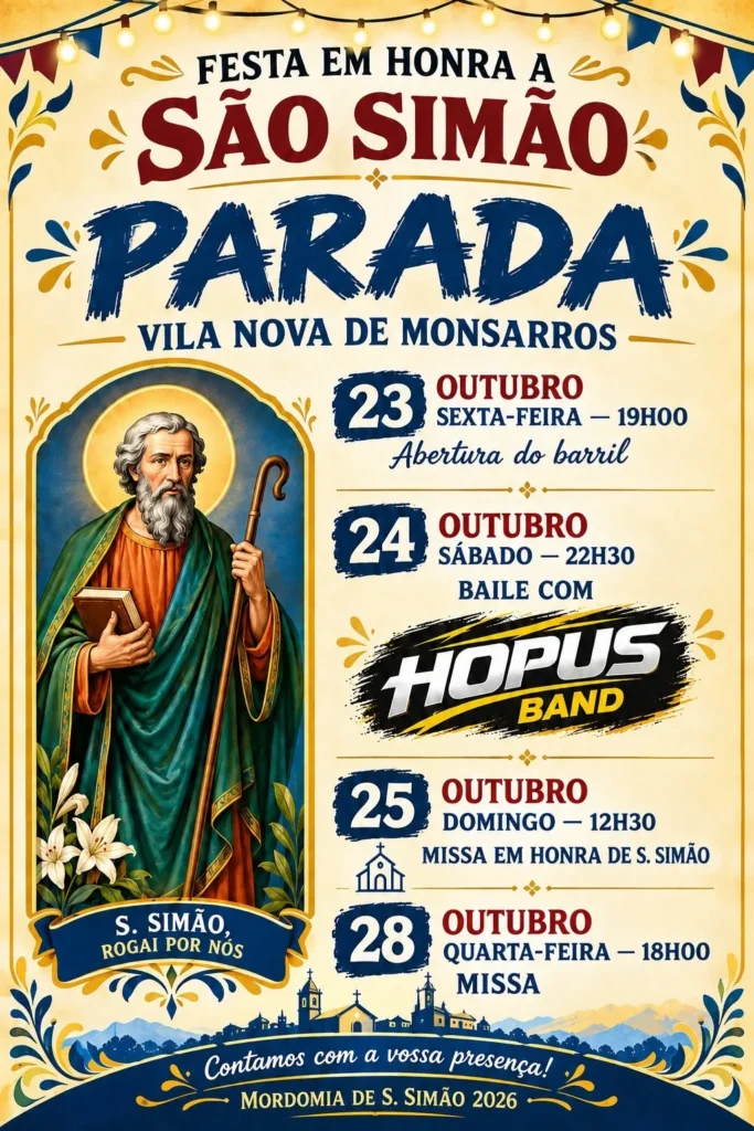 Festas de Parada, Vila Nova de Monsarros (São Simão) 2026